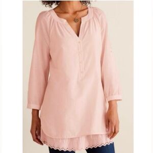 Soft Surroundings Size Medium Women's Peach Lace Hem Dress